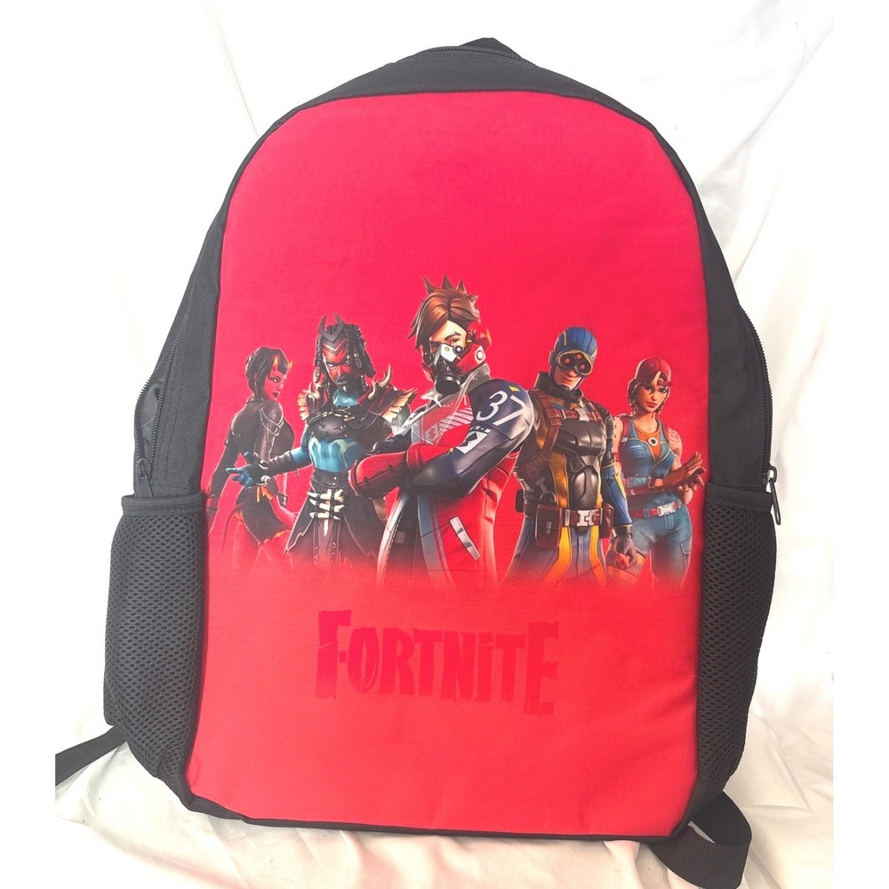 Fortnite School Backpack OS Red Character Graphic Padded Straps Mesh Pockets